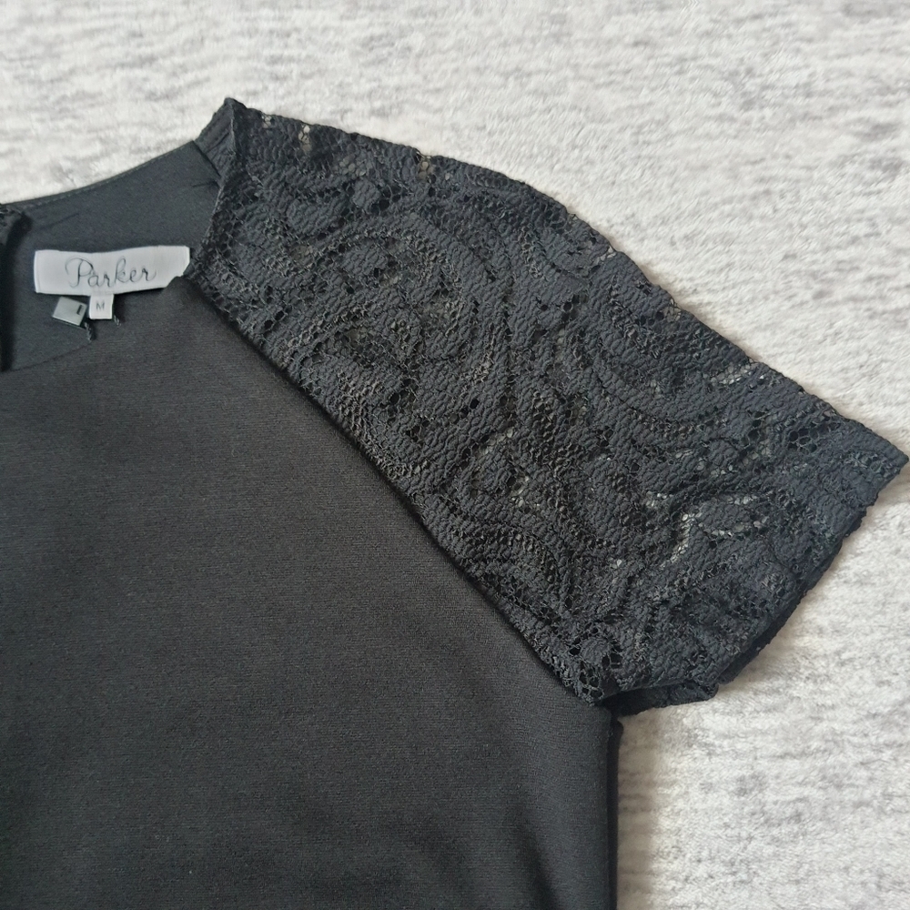 Parker Lace Short Sleeve Dress Fit and Flare Skater Lace Sides Size M NWT $242 - Picture 8 of 15
